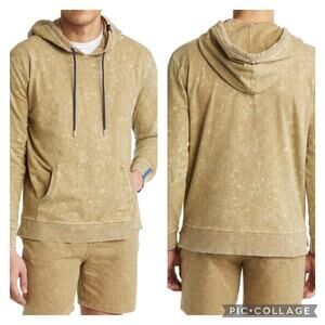 Stone Rose Acid Wash Hoodie Tan Olive Mens XL